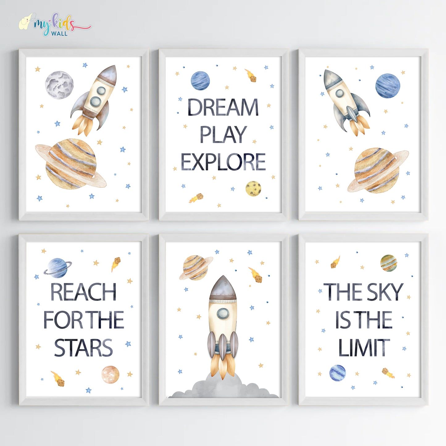 Outer Space Kid's Motivational Wall Art (Framed) New