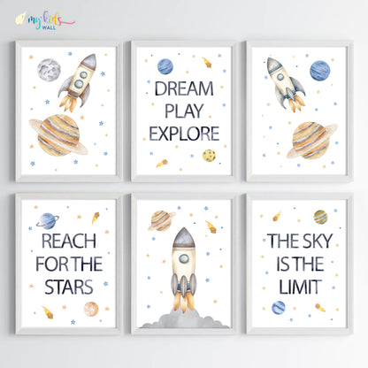 Outer Space Kid's Motivational Wall Art (Framed) New