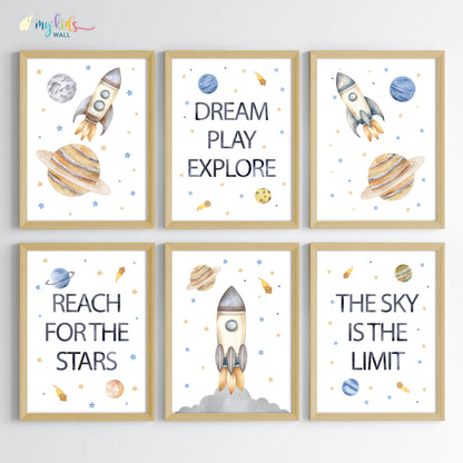 Outer Space Kid's Motivational Wall Art (Framed) New