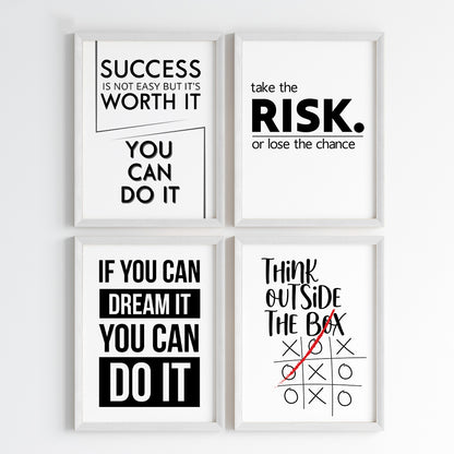 Modern Motivation Office Wall Art (Framed)