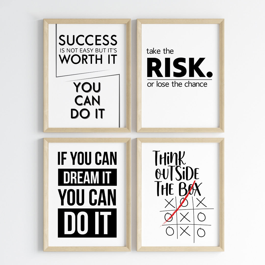 Modern Motivation Office Wall Art (Framed)