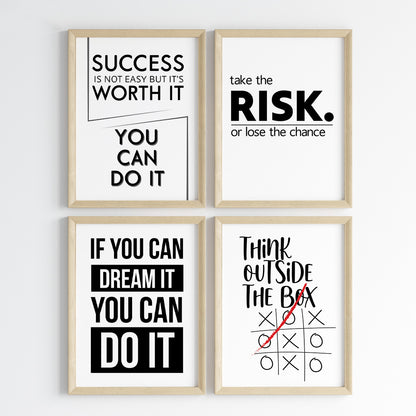 Modern Motivation Office Wall Art (Framed)