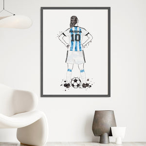 'Football Player' Girl Personalised Wall Art (Big Frame)