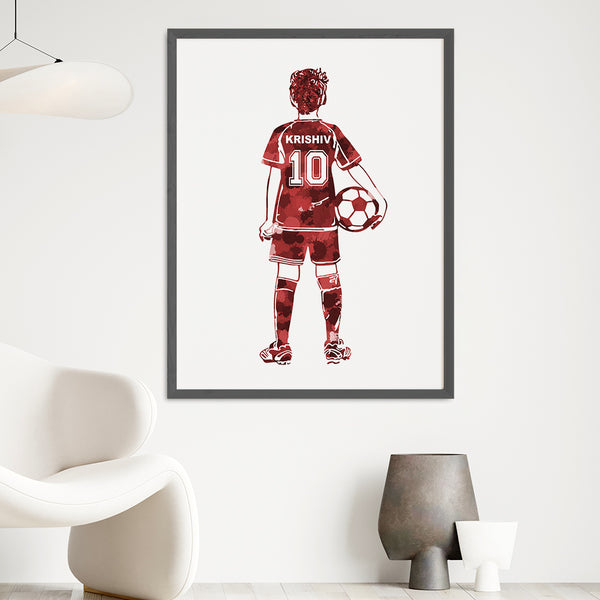 Load image into Gallery viewer, &#39;Football Player&#39; Kid Personalised Wall Art (Big Frame)
