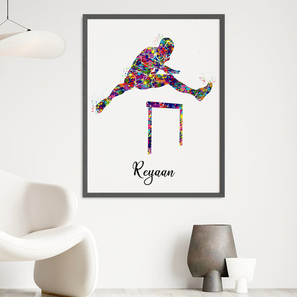 Load image into Gallery viewer, &#39;Hurdling Runner&#39; Personalized Wall Art (Big Frame)

