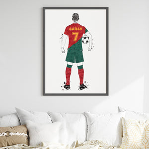 'Football Player' Personalized Wall Art (Big Frame)