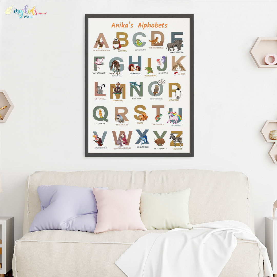 A to Z of Emotions Personalised Animal Wall Art (Big Frame)