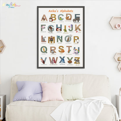 A to Z of Emotions Personalised Animal Wall Art (Big Frame)