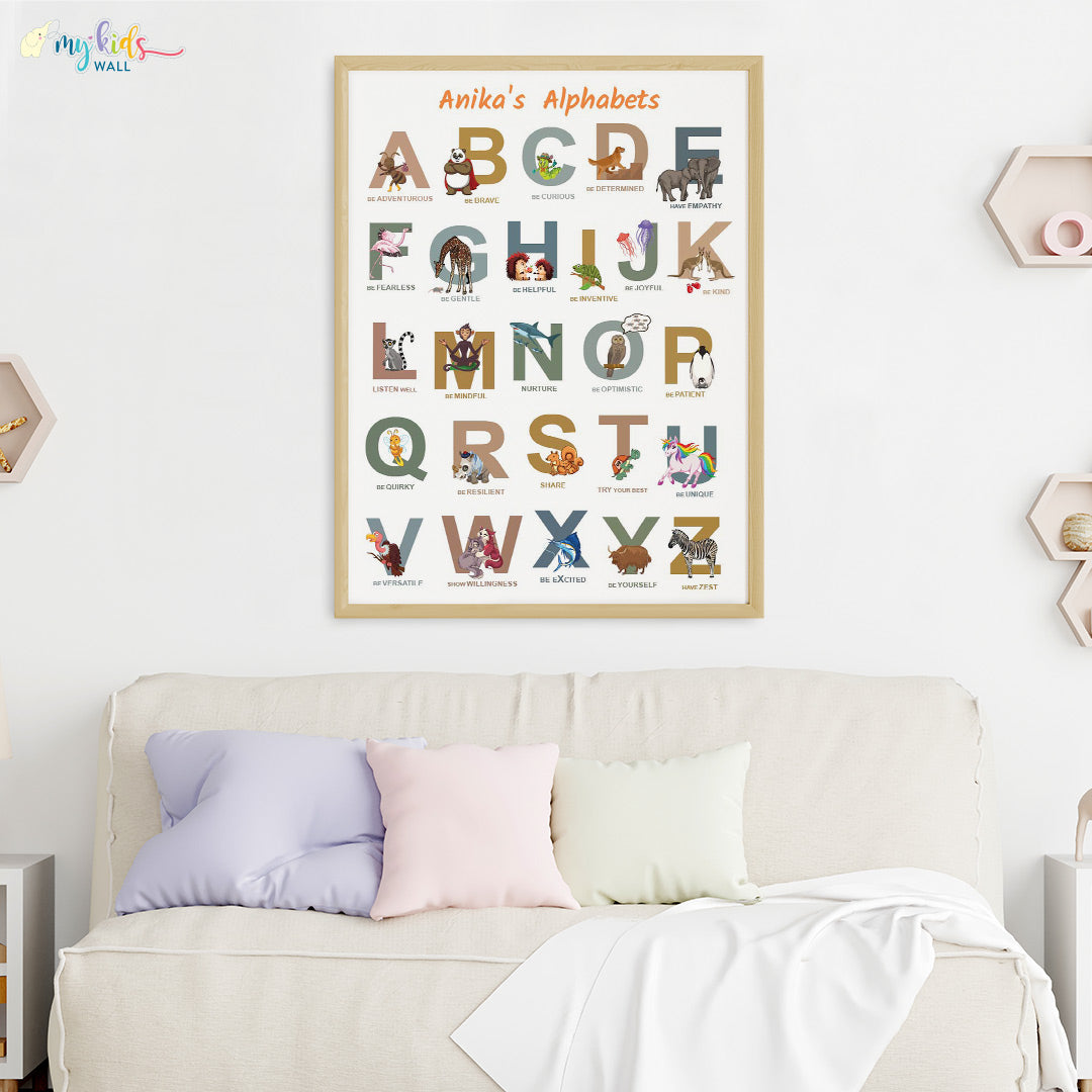 A to Z of Emotions Personalised Animal Wall Art (Big Frame)