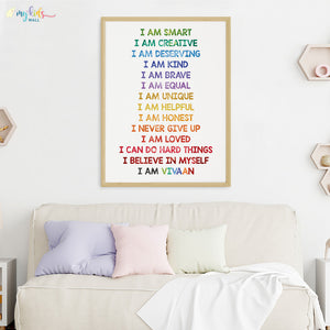 'Daily Positive Affirmations' Watercolor Personalized Wall Art (Big Frame)