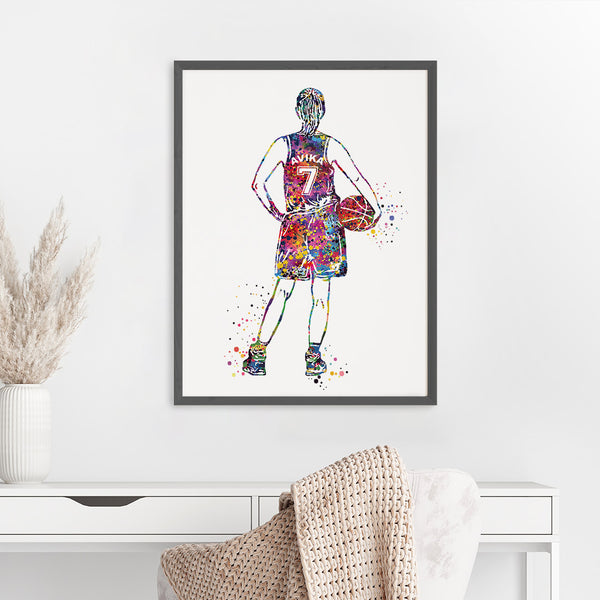 Load image into Gallery viewer, &#39;Basketball Player&#39; Girl Personalised Wall Art (Big Frame)
