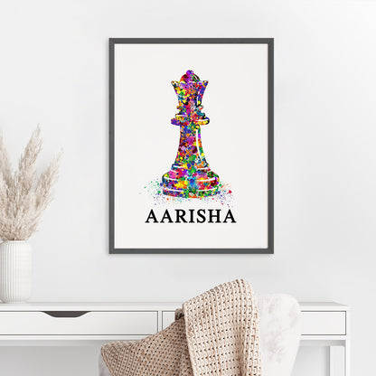 Chess Queen Personalised Wall Art (Big Frame)