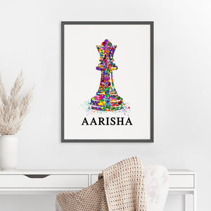'Chess Queen' Personalised Wall Art (Big Frame)