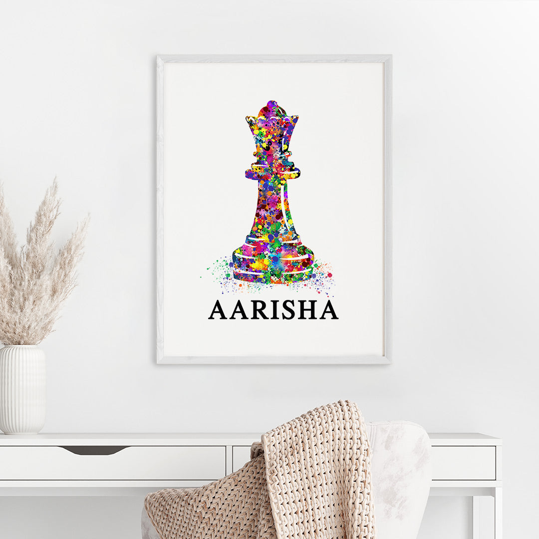 Chess Queen Personalised Wall Art (Big Frame)