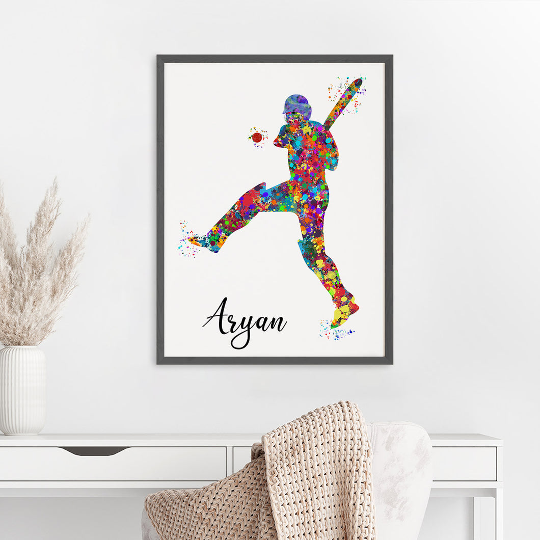 'Cricketer Pull Shot' Personalized Wall Art (Big Frame)