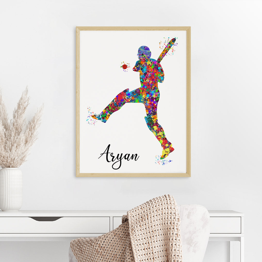 Cricketer Pull Shot Personalized Wall Art (Big Frame)