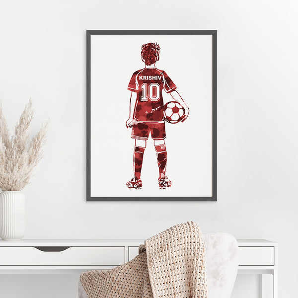 Load image into Gallery viewer, &#39;Football Player&#39; Kid Personalised Wall Art (Big Frame)
