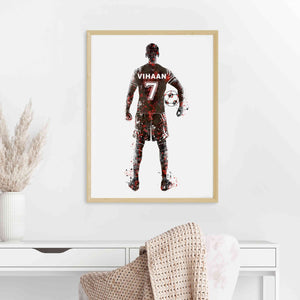 'Football Player' Personalized Wall Art (Big Frame)