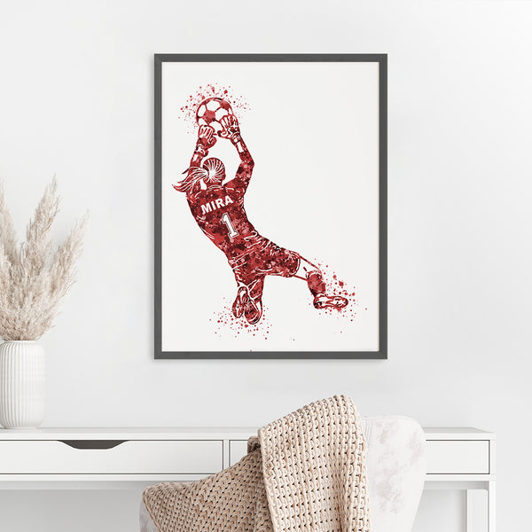 Load image into Gallery viewer, &#39;Football Goalkeeper&#39; Girl Personalized Wall Art (Big Frame)
