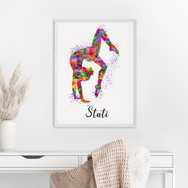 Load image into Gallery viewer, &#39;Gymnastics Girl Tumbling&#39; Personalised Wall Art (Big Frame)
