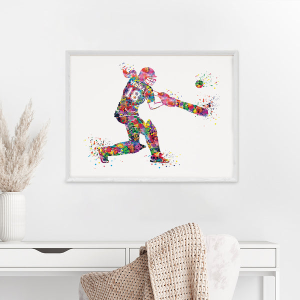 Load image into Gallery viewer, &#39;Cricket Player&#39; Girl Personalised Wall Art (Big Frame)
