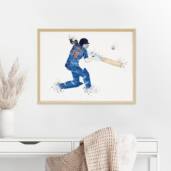 Load image into Gallery viewer, &#39;Cricket Player&#39; Girl Personalised Wall Art (Big Frame)
