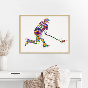 'Hockey Player' Personalised Wall Art (Big Frame)
