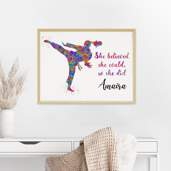 Load image into Gallery viewer, &#39;Karate Girl&#39; Personalized Wall Art (Framed)
