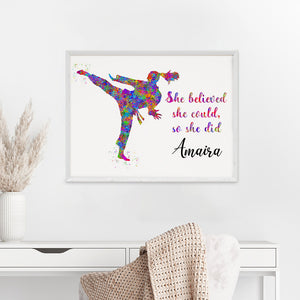 'Karate Girl' Personalized Wall Art (Big Frame)