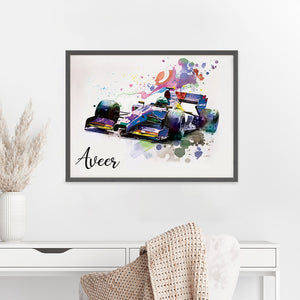 'Formula 1 Racer' Personalized Wall Art (Big Frame)