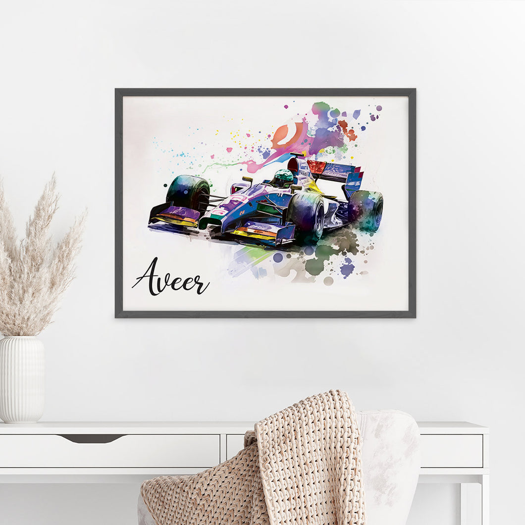 'Formula 1 Racer' Personalized Wall Art (Big Frame)