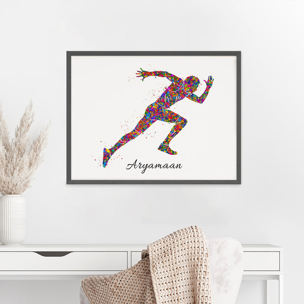 Load image into Gallery viewer, &#39;Running Athlete&#39; Personalized Wall Art (Framed)

