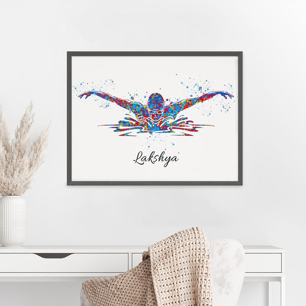 Load image into Gallery viewer, &#39;Swimmer Butterfly&#39; Personalised Wall Art (Framed)
