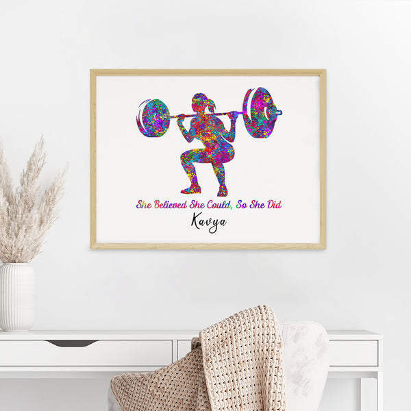 Load image into Gallery viewer, &#39;Weightlifter Girl&#39; Personalized Wall Art (Big Frame)
