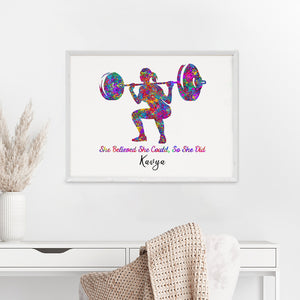 'Weightlifter Girl' Personalized Wall Art (Big Frame)