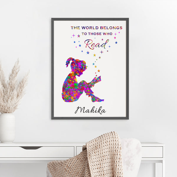 Load image into Gallery viewer, &#39;Reading Hobby&#39; Girl Personalised Wall Art (Big Frame)
