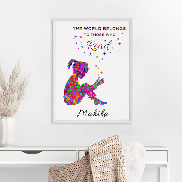 Load image into Gallery viewer, &#39;Reading Hobby&#39; Girl Personalised Wall Art (Big Frame)
