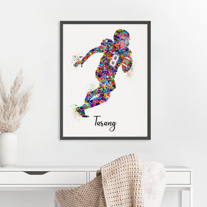 'Rugby Player' Personalised Wall Art (Big Frame)