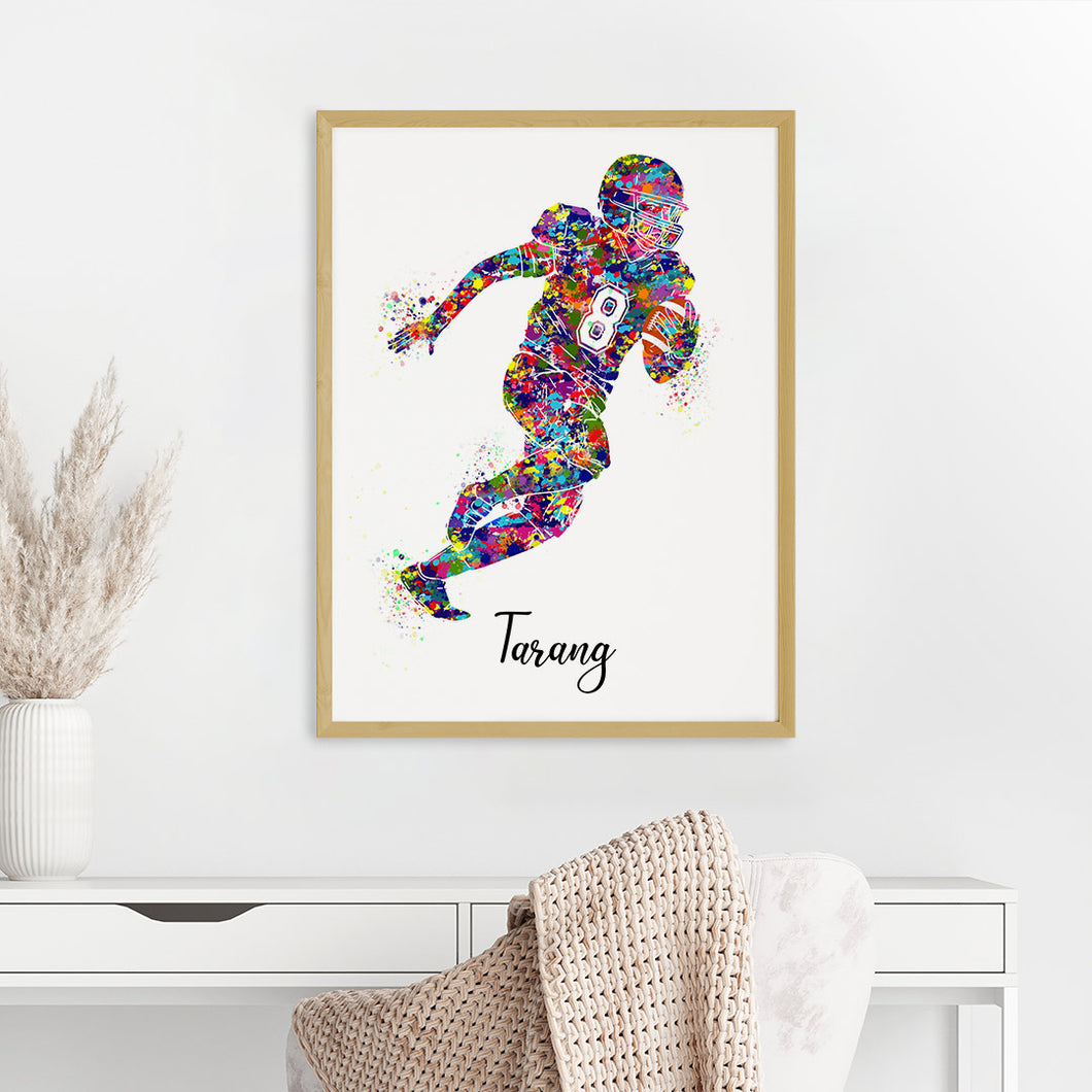 'Rugby Player' Personalised Wall Art (Big Frame)