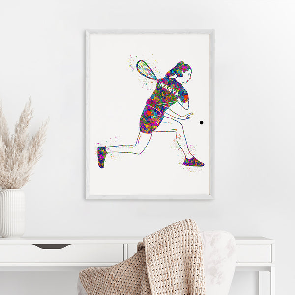 Load image into Gallery viewer, &#39;Squash Player&#39; Girl Personalized Wall Art (Big Frame)
