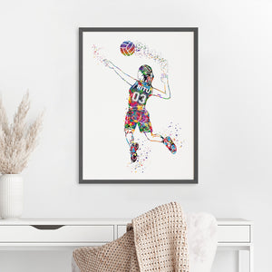 'Volleyball Player' Girl Personalised Wall Art (Big Frame)
