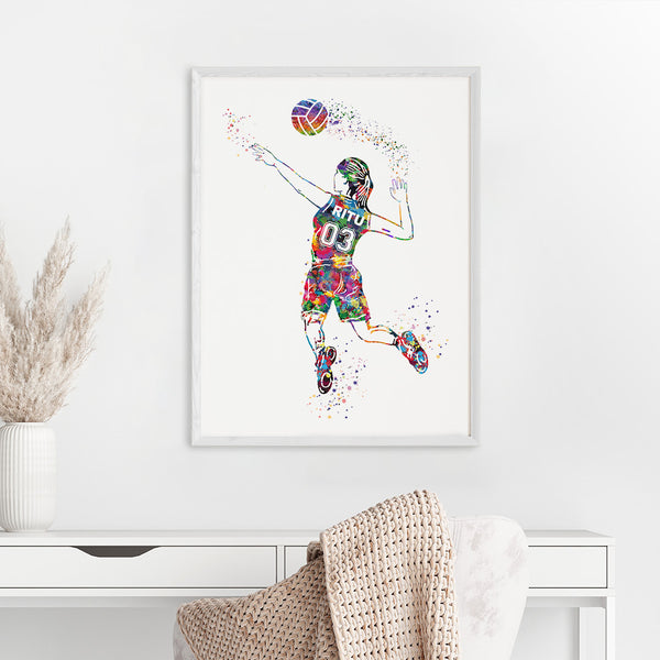Load image into Gallery viewer, &#39;Volleyball Player&#39; Girl Personalised Wall Art (Big Frame)
