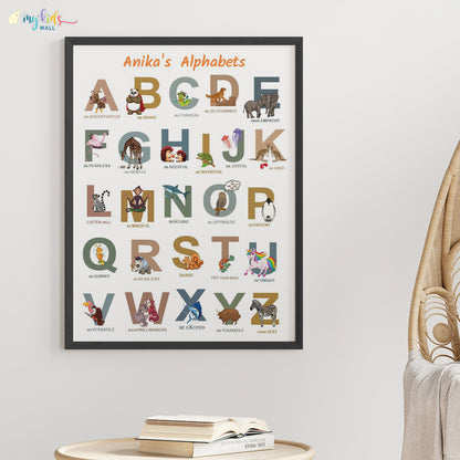 A to Z of Emotions Personalised Animal Wall Art (Big Frame)