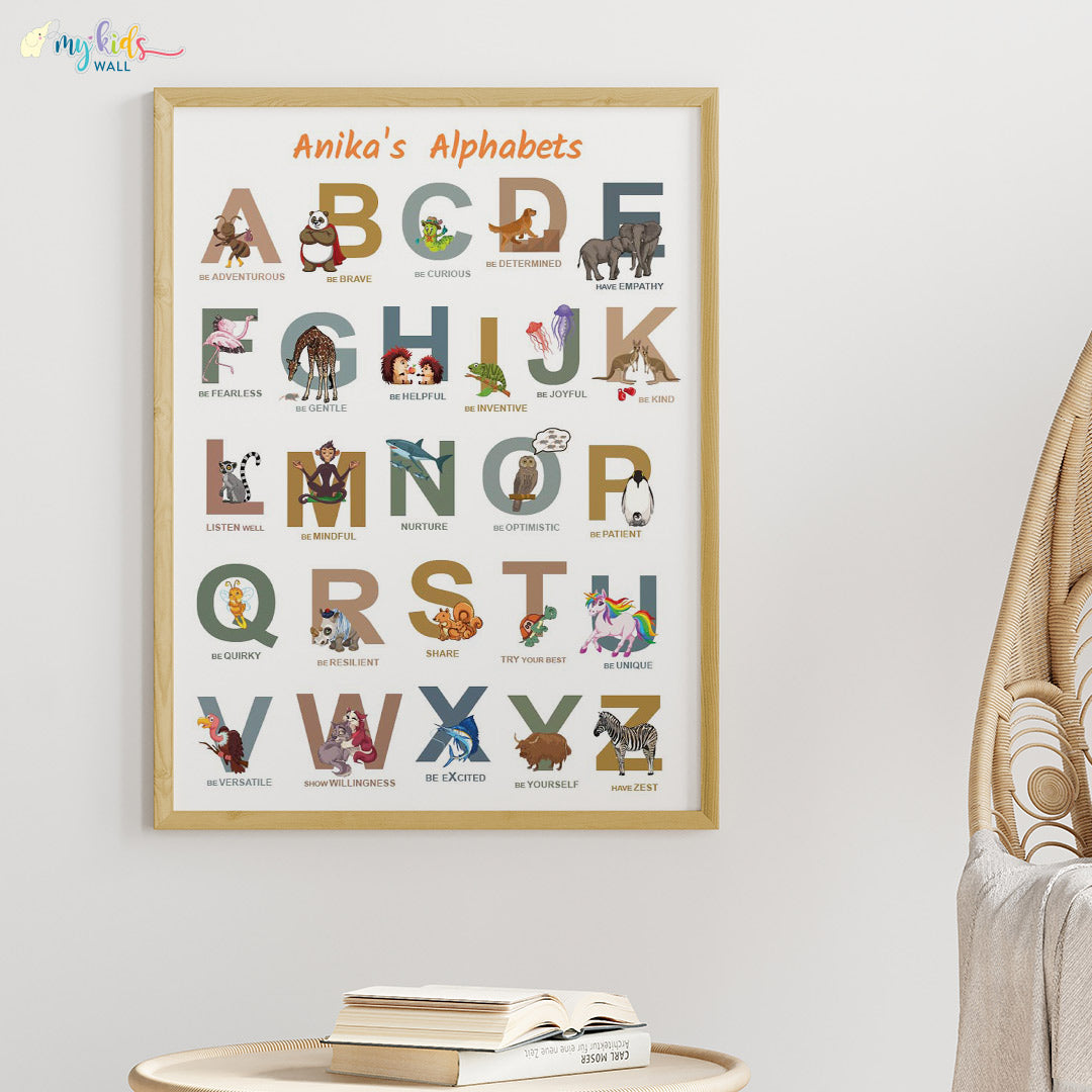 A to Z of Emotions Personalised Animal Wall Art (Big Frame)