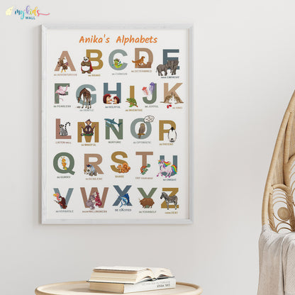 A to Z of Emotions Personalised Animal Wall Art (Big Frame)