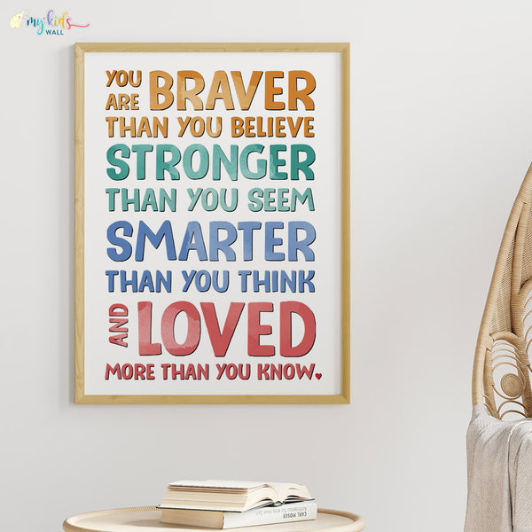 Load image into Gallery viewer, &#39;You Are Braver&#39; Inspirational Wall Art (Big Frame)
