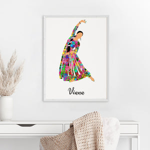 'Kathak Dancer' Personalized Wall Art (Big Framed)