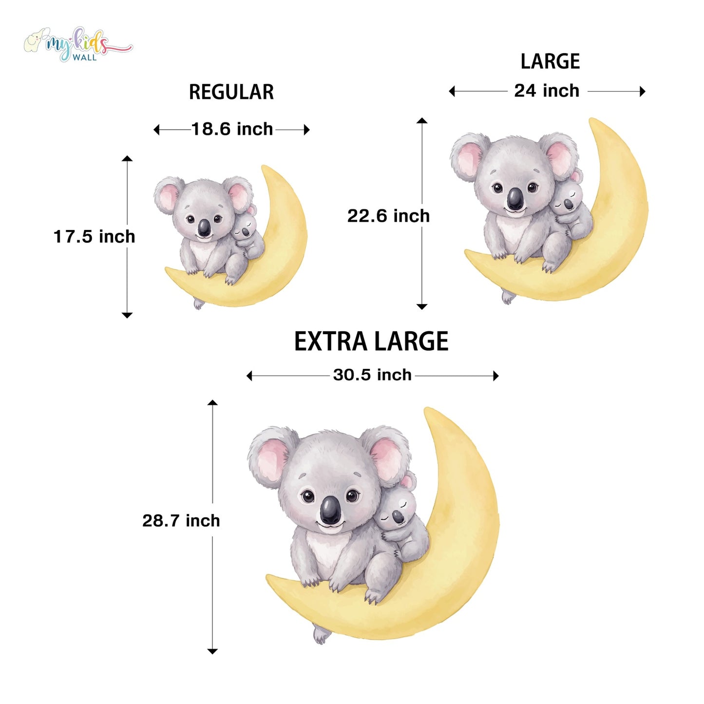 Adorable Koalas On Crescent Moon Personalized Wall Stickers
