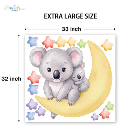Adorable Koalas On Crescent Moon Personalized Wall Stickers