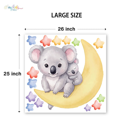 Adorable Koalas On Crescent Moon Personalized Wall Stickers